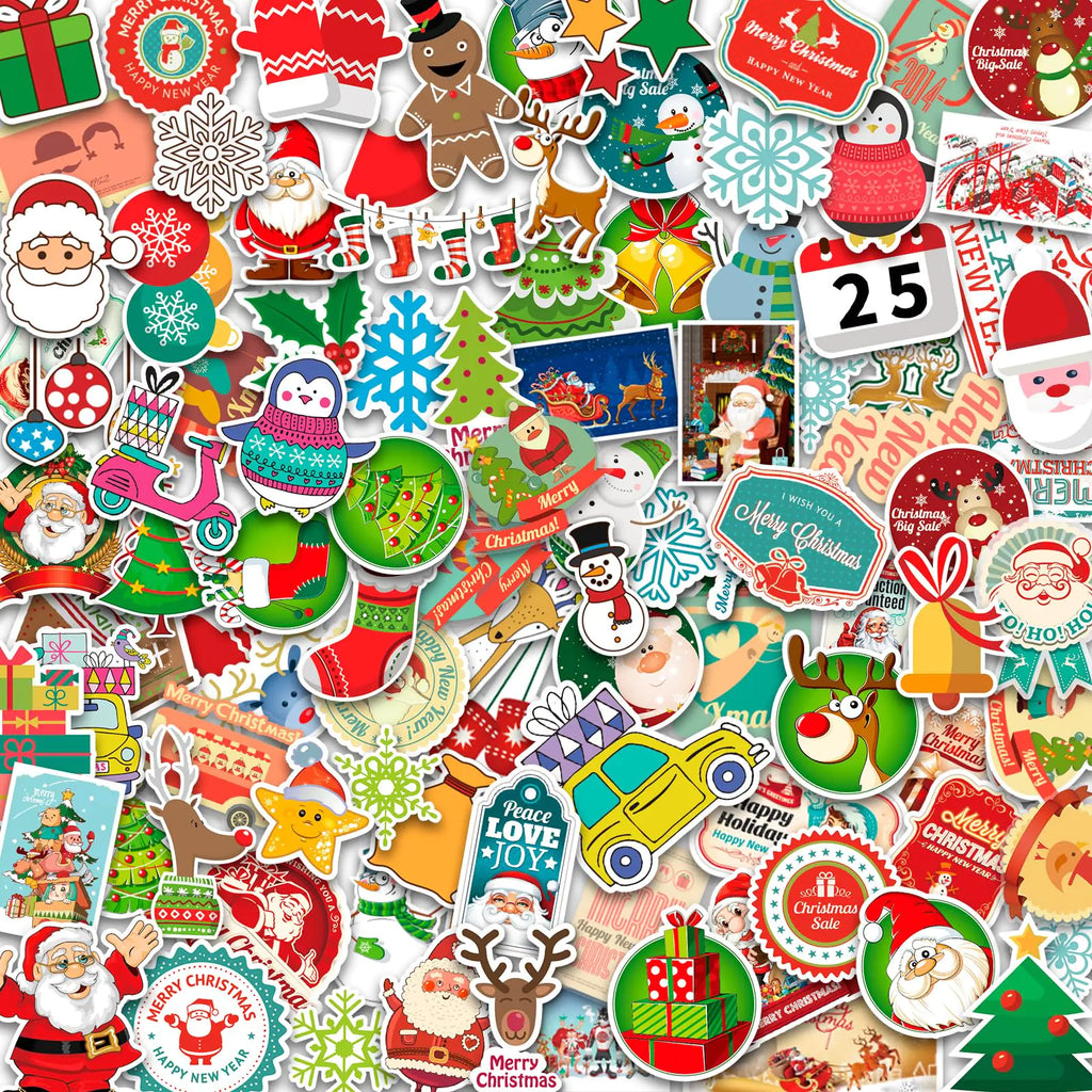 Christmas Stickers 100 Pcs Christmas Stickers for KidsWaterproof Merry Christmas Sticker Decoration for Xmas Theme PartyVinyl Christmas Sticker Set Basket Socks Crafts Stuffers