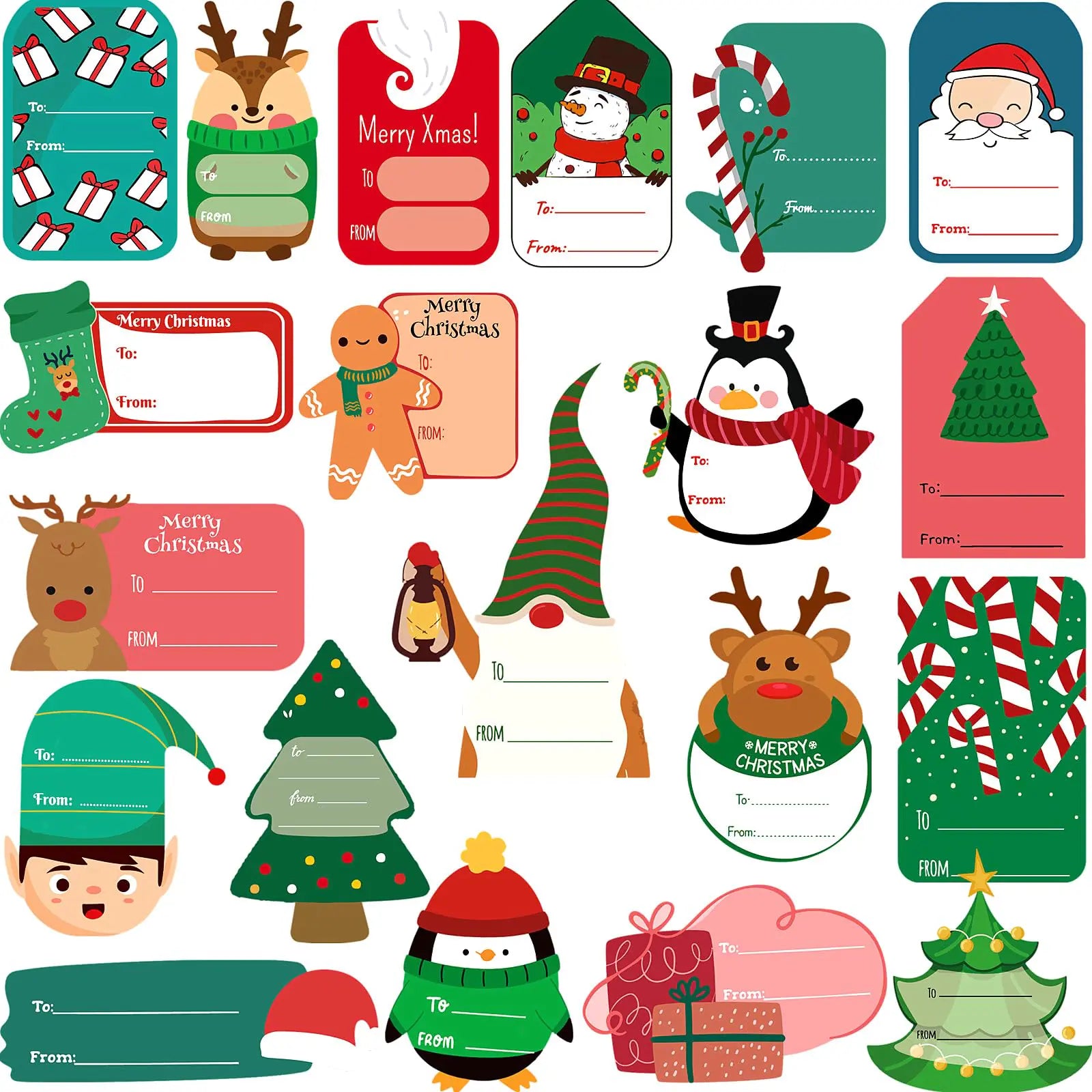 435PCS Christmas Gifts Tags Stickers Christmas Tags Stickers Christmas Labels Stickers Self-Adhesive for Christmas Holiday Gifts Presents Decorative Wrapping Paper Name Labels